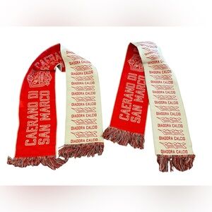 Set of 2 Diadora Red and White Soccer Scarf